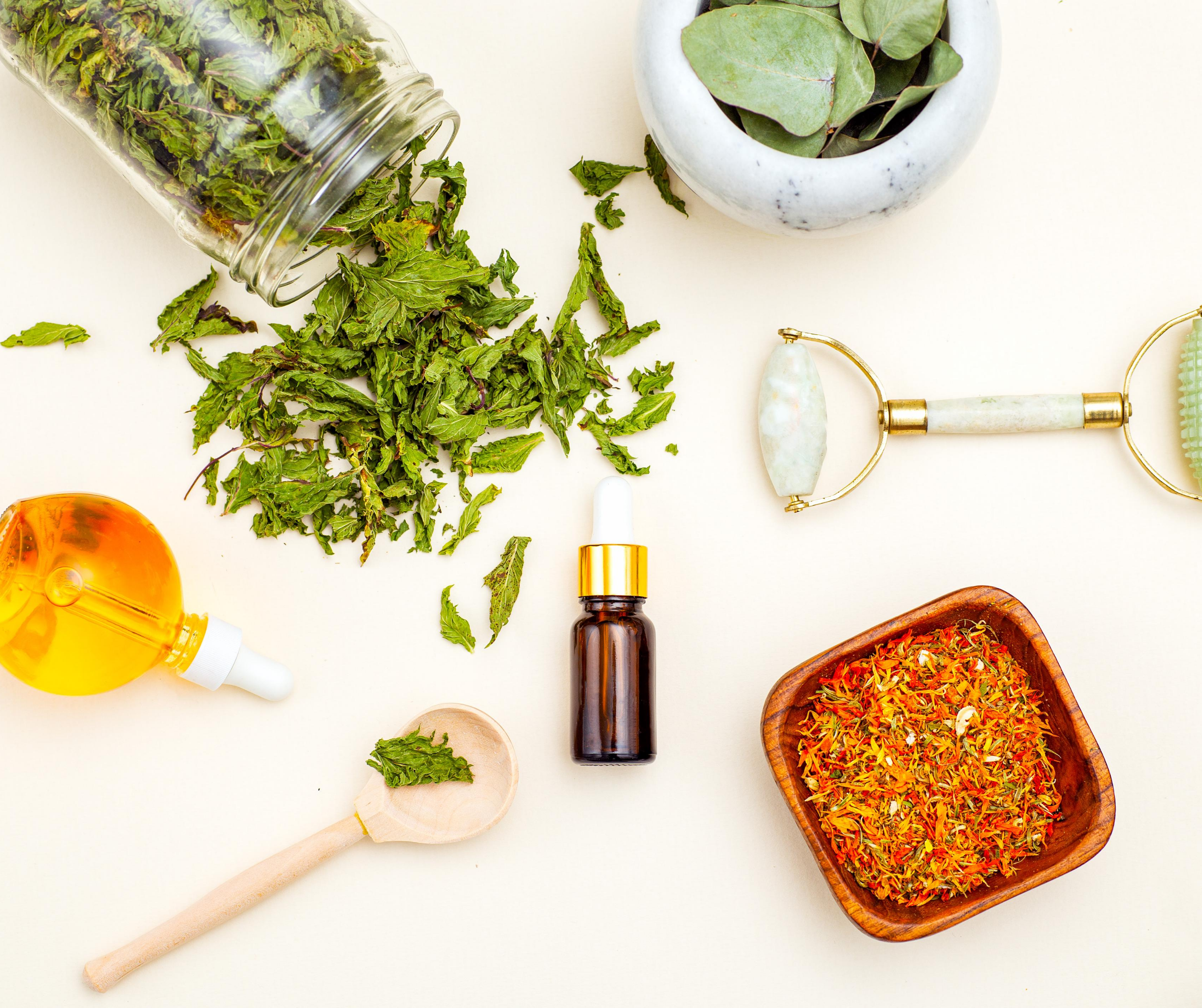 Bottles of organic natural skin care products, highlighting safe and toxin-free ingredients.