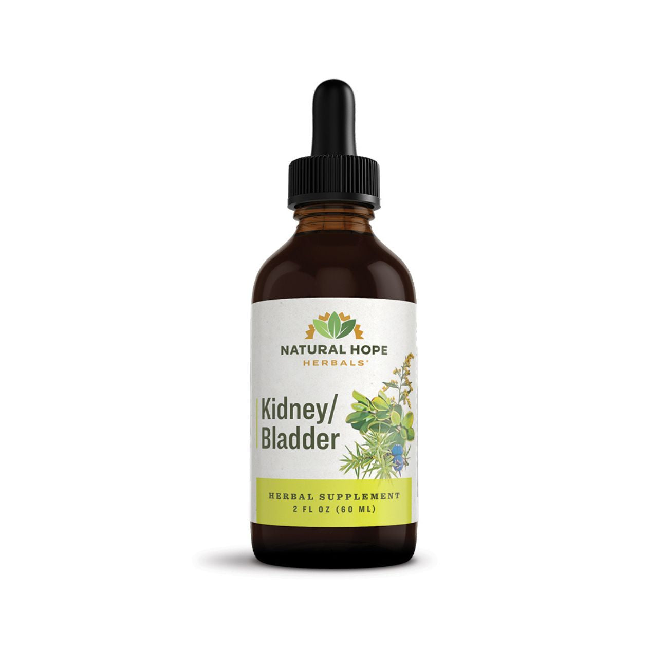 Natural Hope Herbals Kidney/Bladder herbal supplement in 2 fl oz (60 ml) bottle, formulated to support kidney and bladder health with natural ingredients.