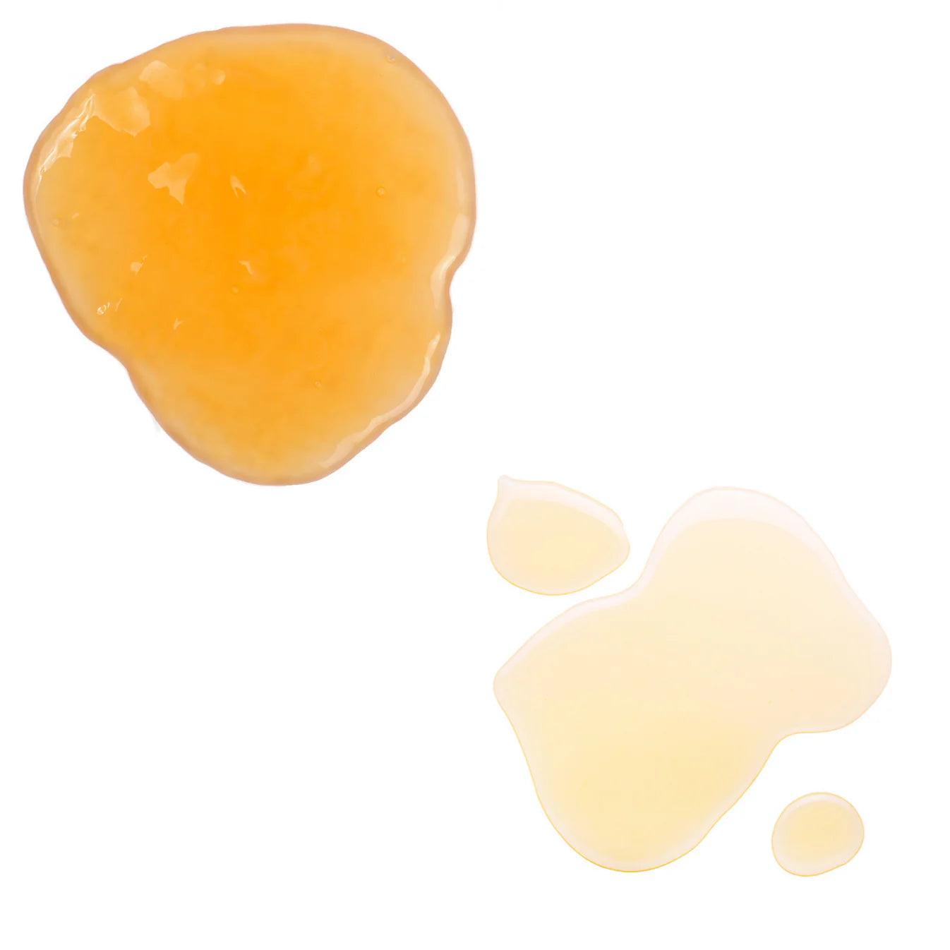 Two drops of Deep Enzyme Cleanse' and 'Vitamin C Plumping Serum' on a white background