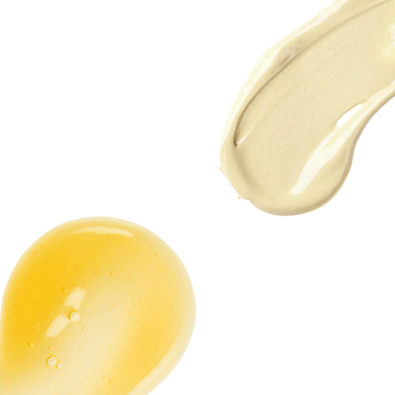 Close-up of a yellow cream on a white background