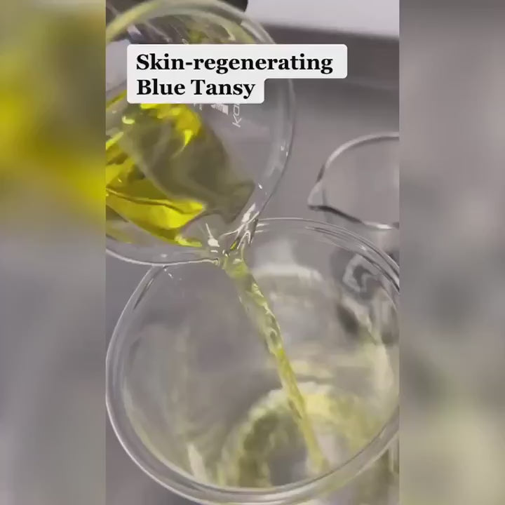 Video of In Your Face Blue Tansy Hydrating Face Mist in action, showcasing its refreshing mist application and luxurious, skin-quenching ingredients like Blue Tansy and Irish Sea Moss.
