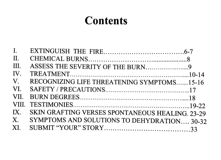 Burn Aid - A book with all the info you need to treat 1st, 2nd, & 3rd degree burns at home