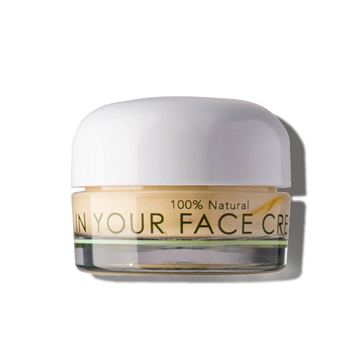 In Your Face Cream in a small glass jar with a white lid, formulated to provide intense hydration and nourishment for the skin.