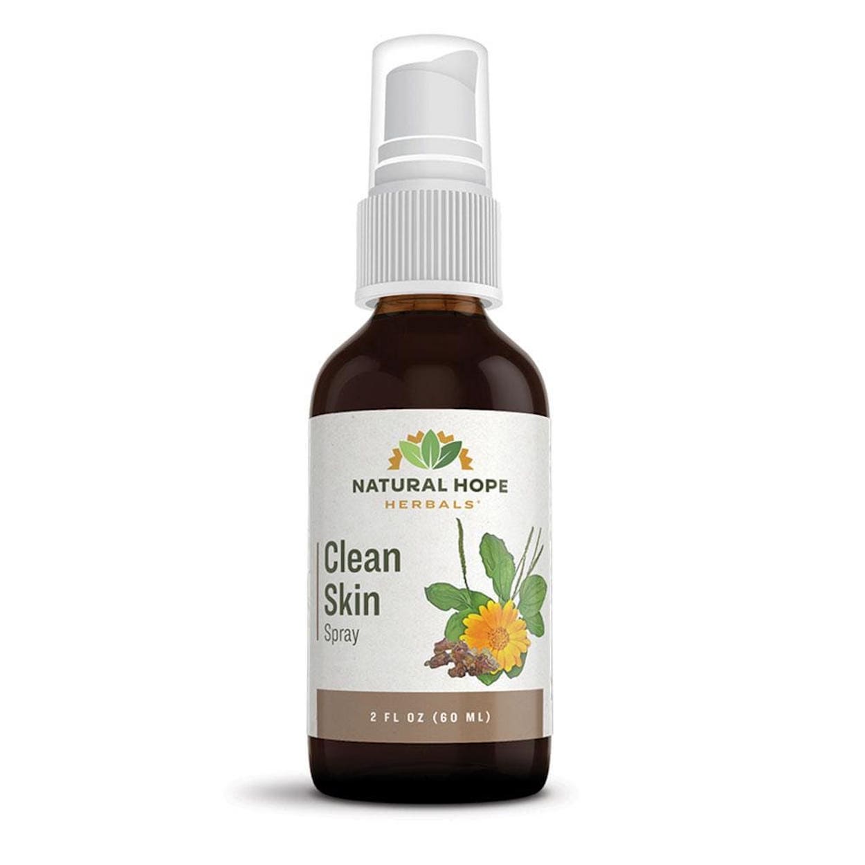 Natural Hope Herbals Clean Skin Spray in 2 fl oz (60 ml) bottle, designed for soothing and cleansing the skin with natural ingredients.