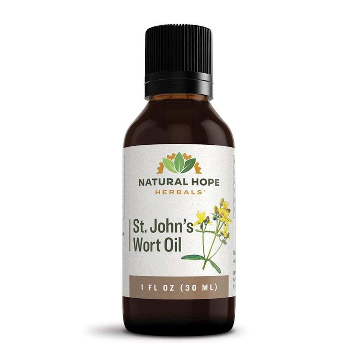 Natural Hope Herbals St. John’s Wort Oil herbal supplement in a 1 fl oz (30 ml) bottle, crafted for wellness support.