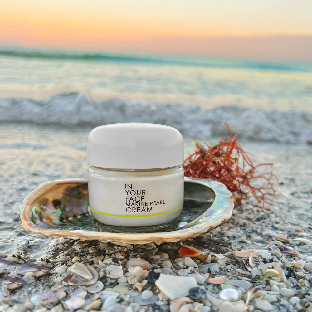 Marine Pearl Cream with organic hyaluronic acid, designed for all skin types.