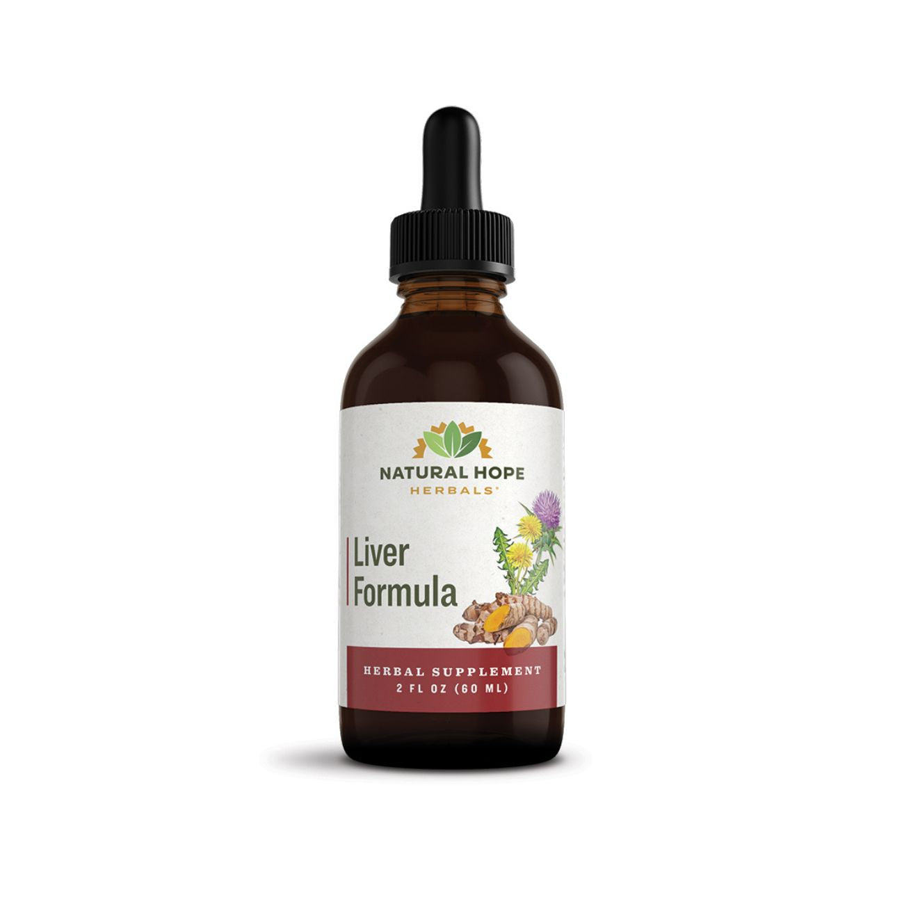 Natural Hope Herbals Liver Formula in 2 fl oz (60 ml) bottle, designed to promote liver health with a blend of herbal ingredients.