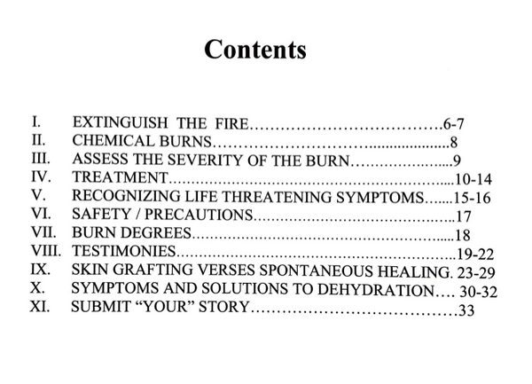 Burn Aid - A book with all the info you need to treat 1st, 2nd, & 3rd degree burns at home